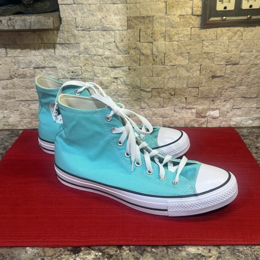 Converse Chuck Taylor All Star Turquoise High Top Canvas Sneakers M-9/W-11 - Picture 3 of 11